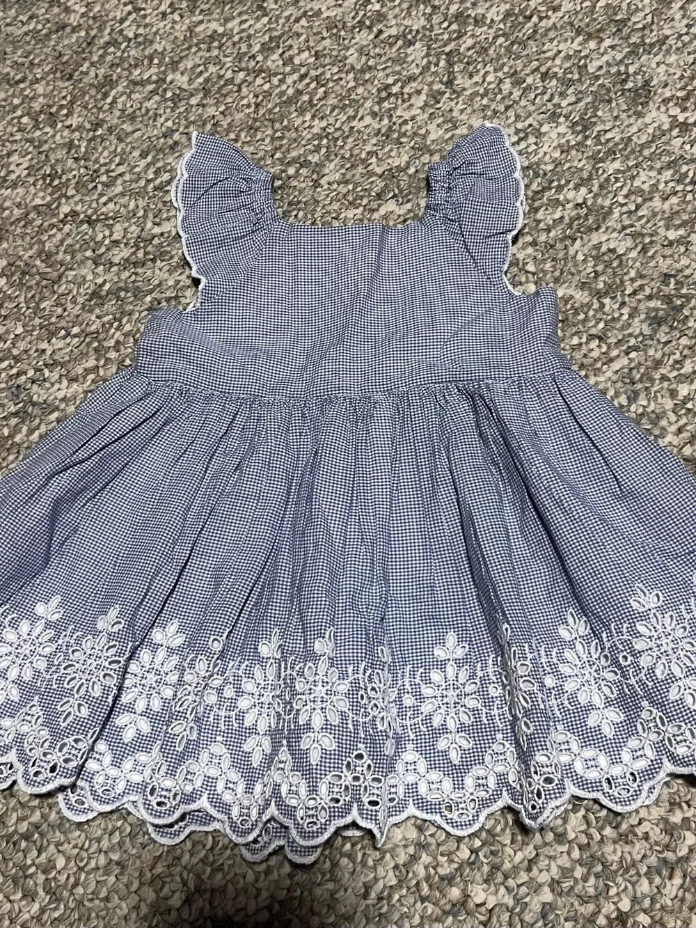 BABY GAP Blue Gingham Eyelet Flutter-Sleeve Dress
